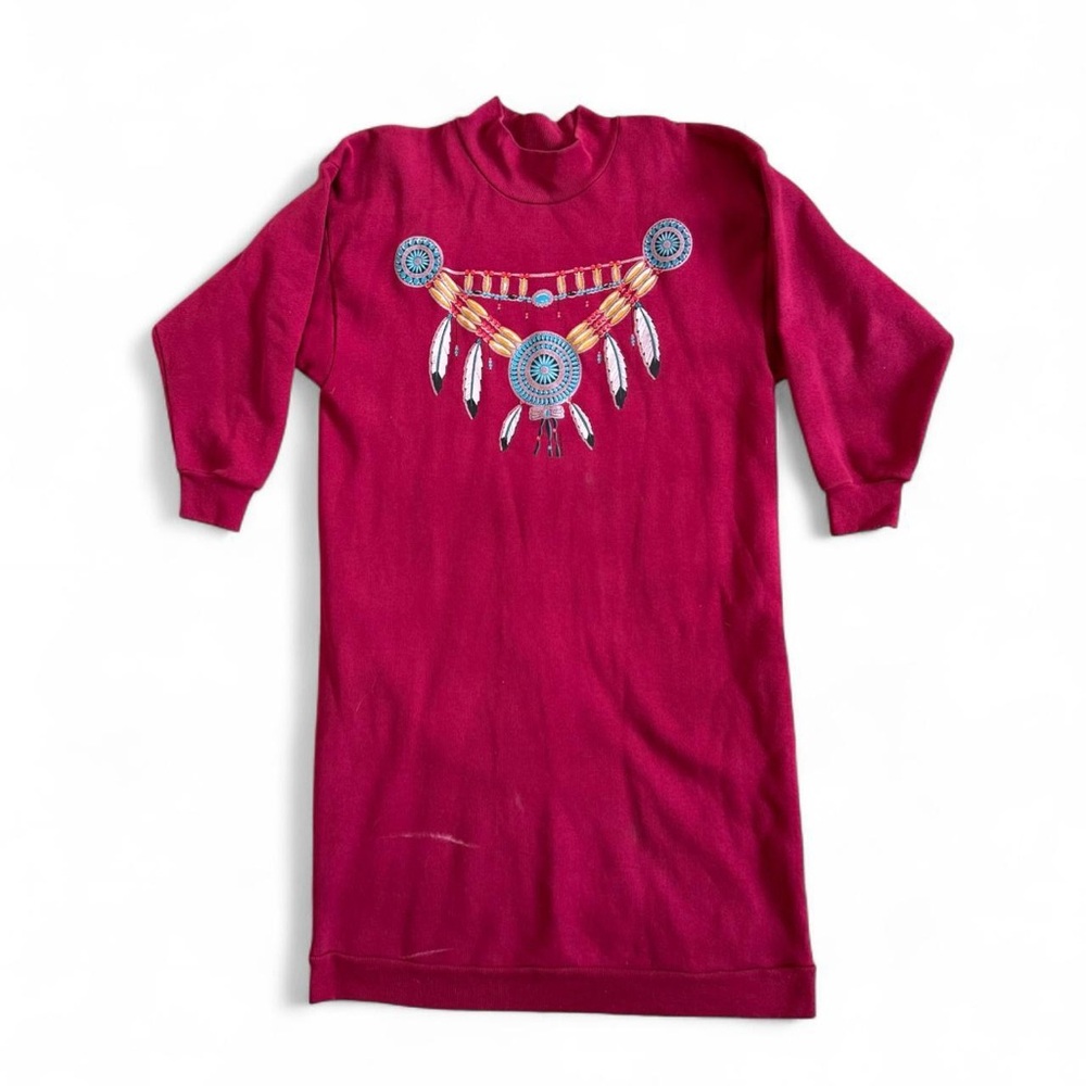 Vintage Native American Beaded Necklace Sweatshirt Dress